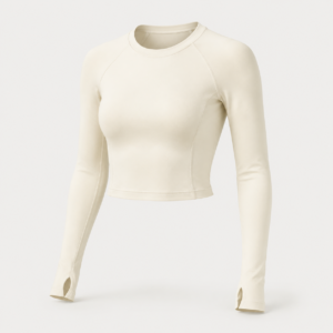 Inicio moonsport mujer contour long sleeve crop marfil